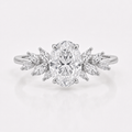 Anillo de compromiso, forma oval, en oro blanco, Joyería Bruzzone