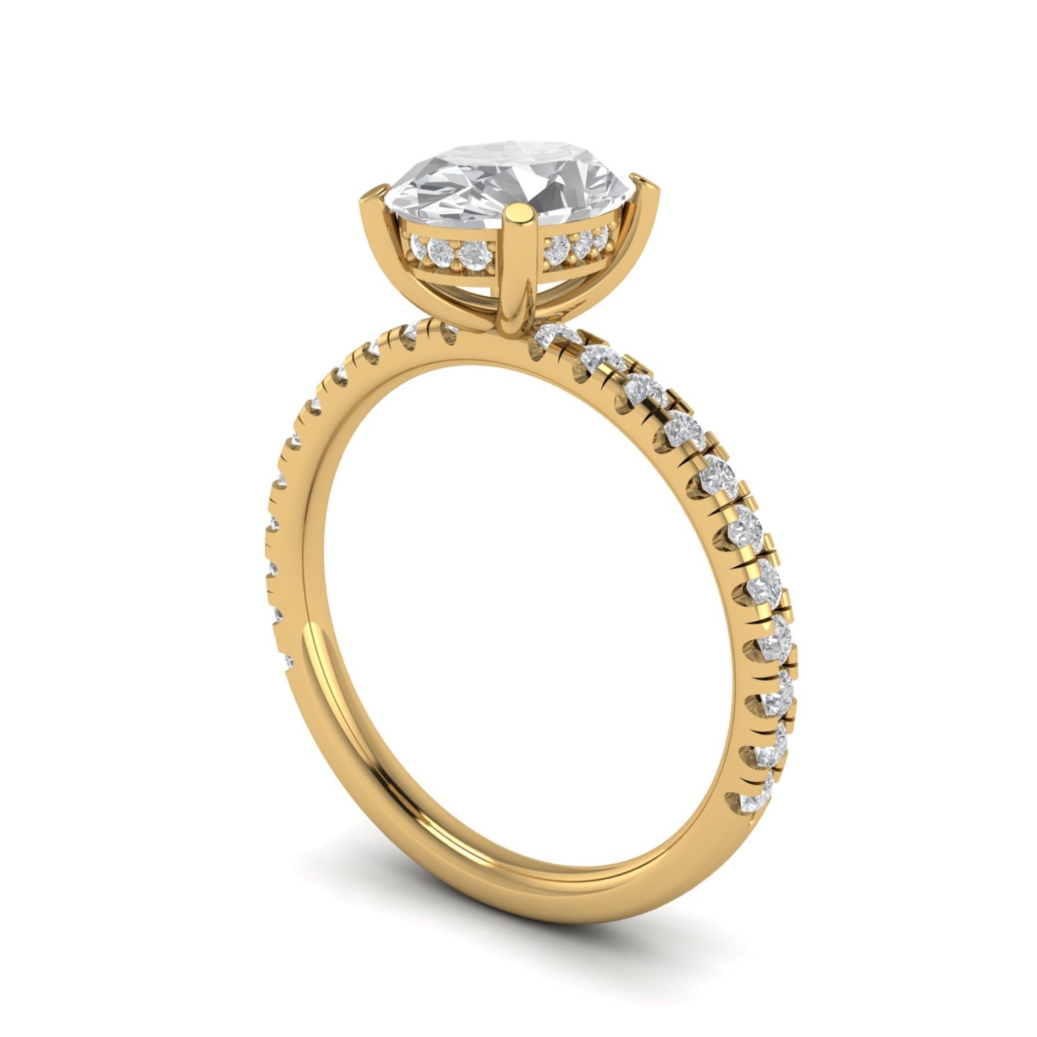 Anillo de compromiso solitario oval halo escondido