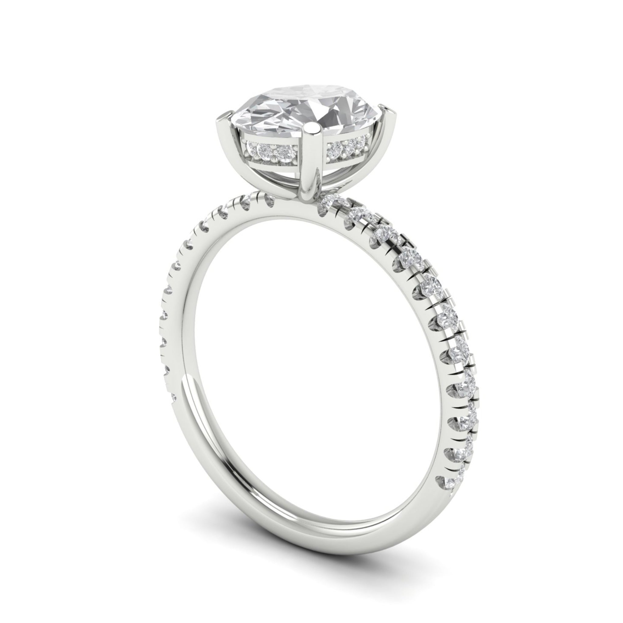 Anillo de compromiso solitario oval halo escondido