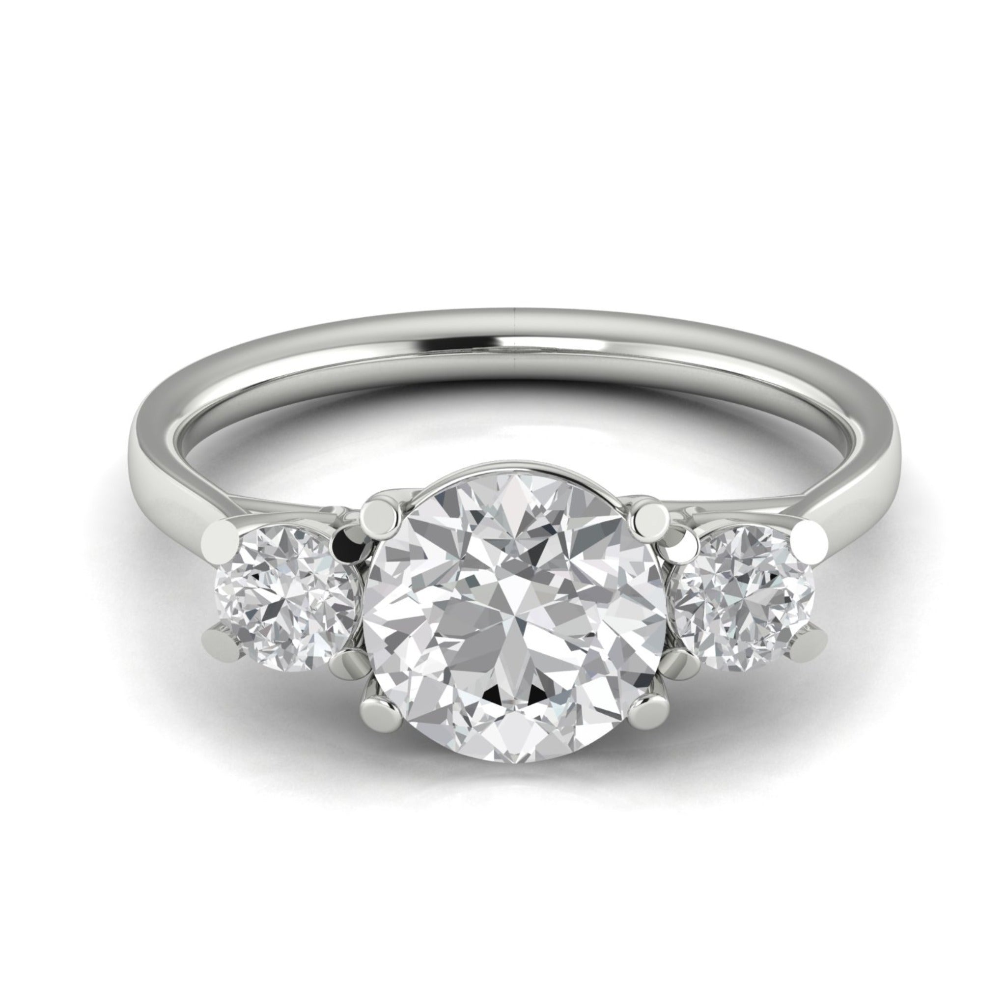 Anillo de compromiso tres piedras redondo