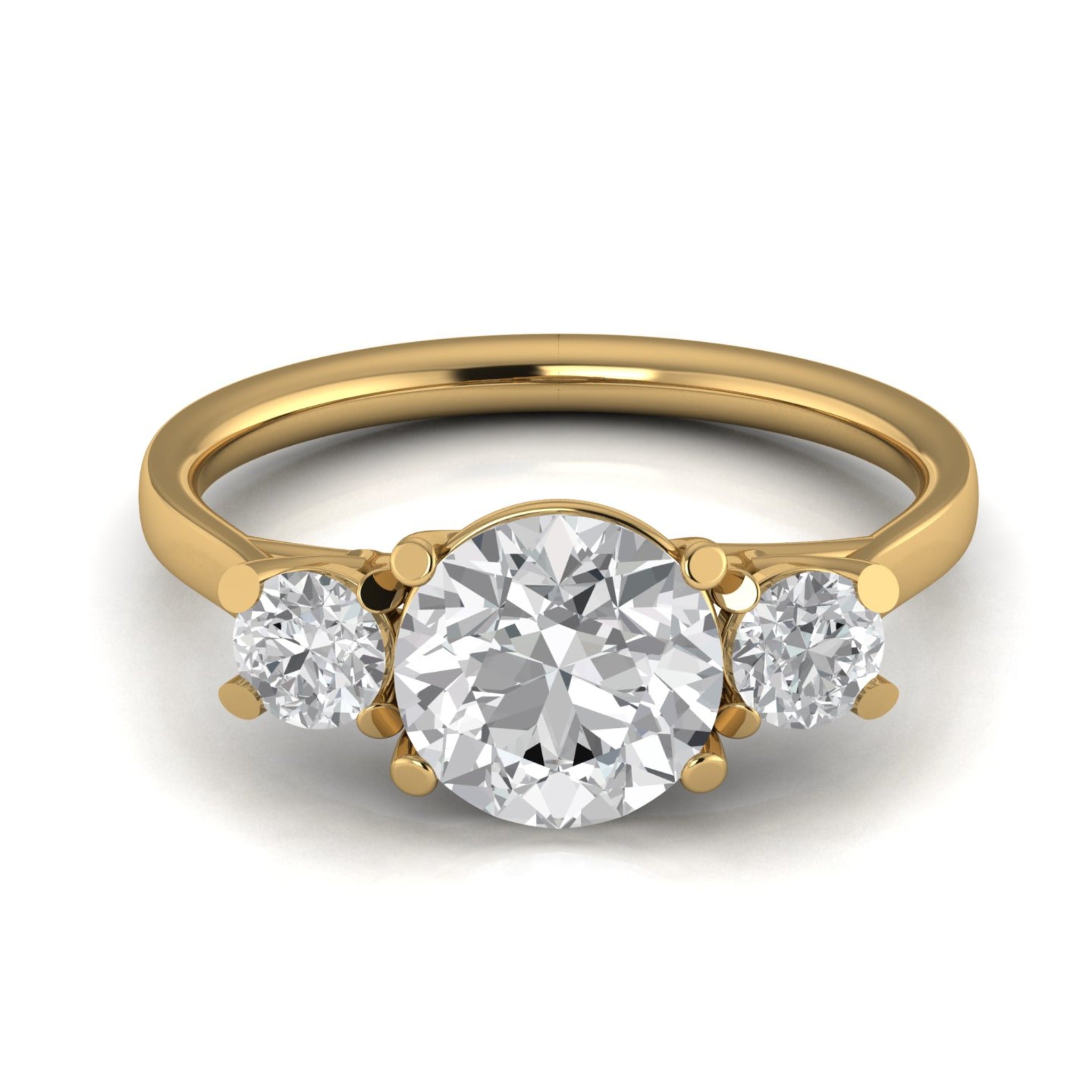 Anillo de compromiso tres piedras redondo