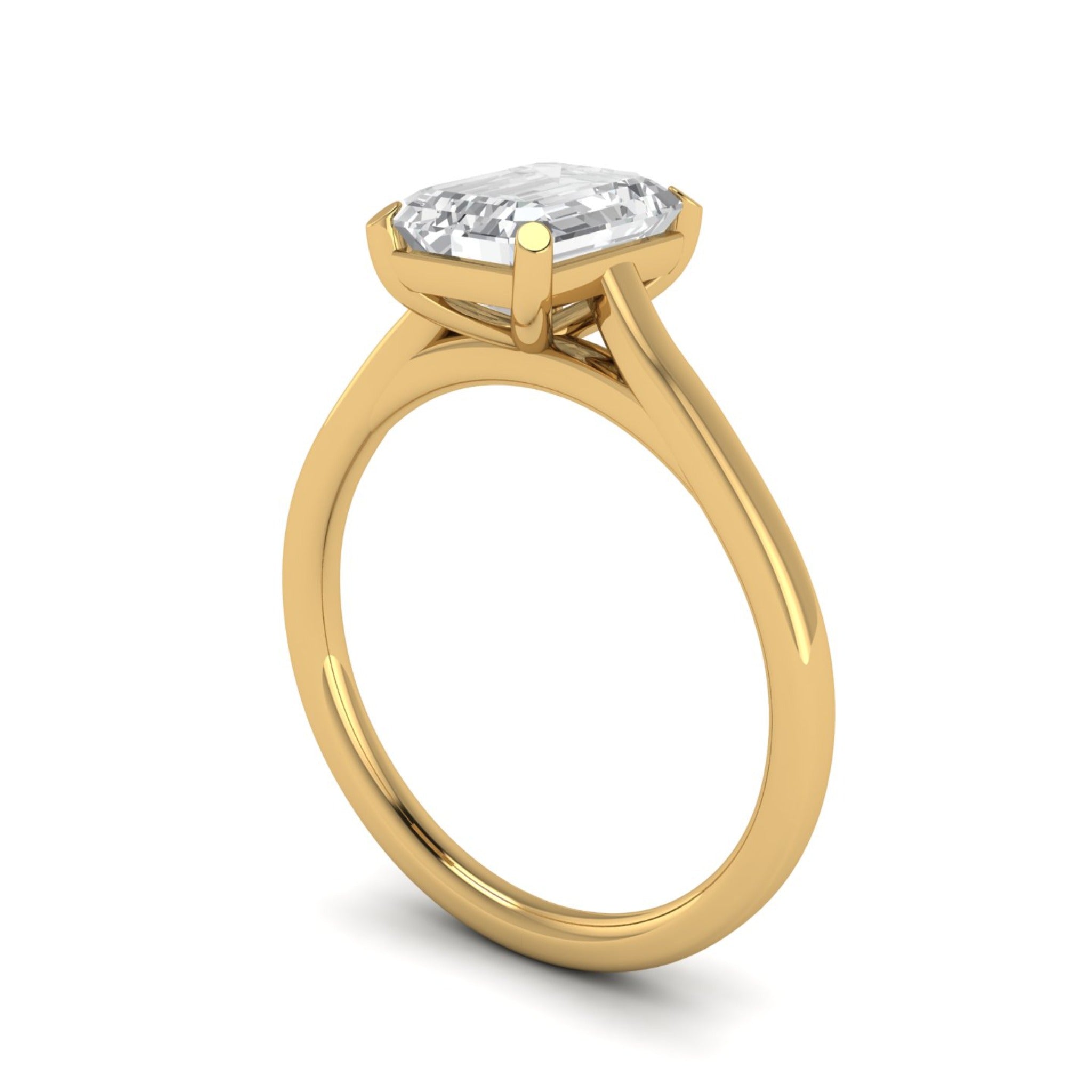 Anillo de compromiso solitario corte esmeralda