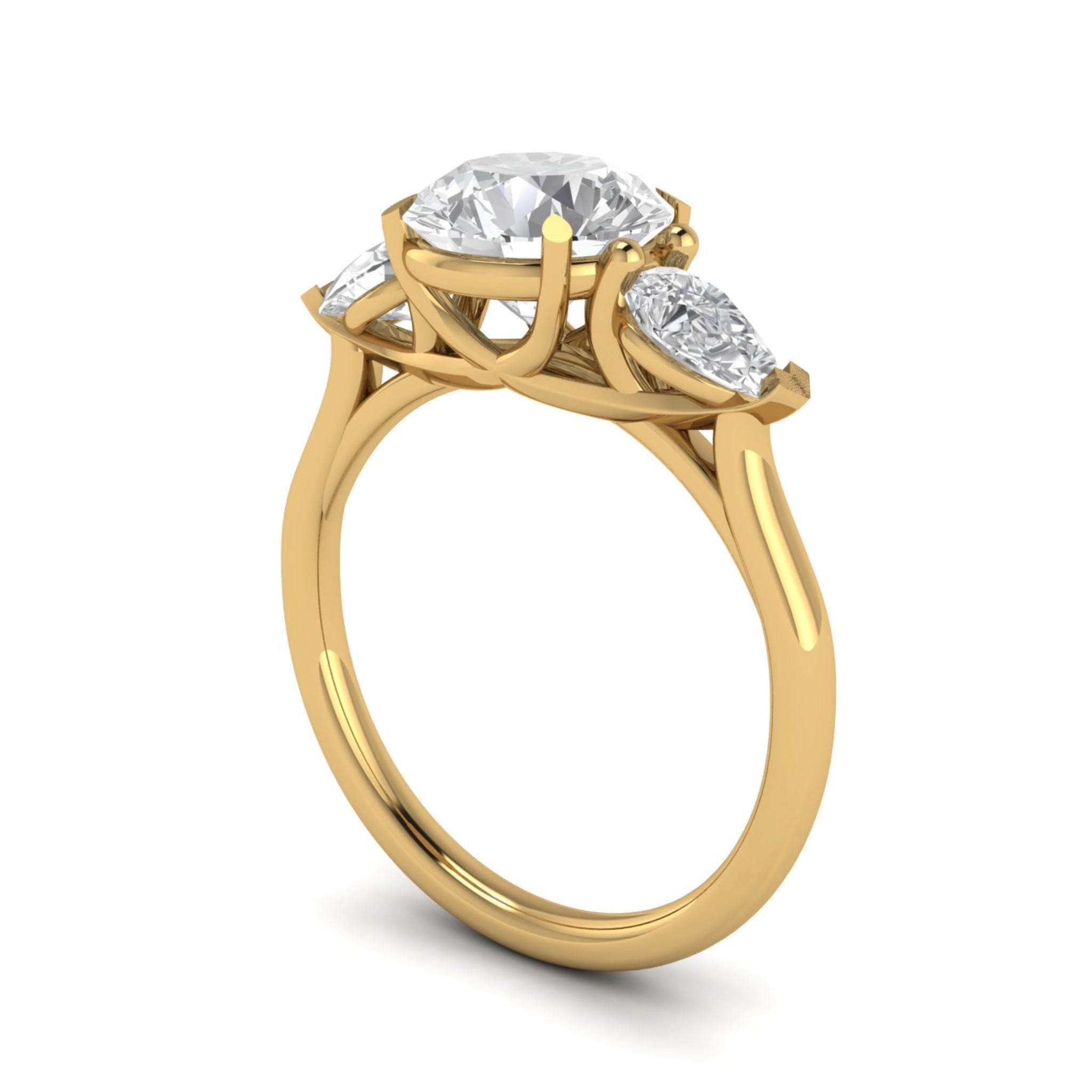 Anillo de compromiso tres piedras gotas