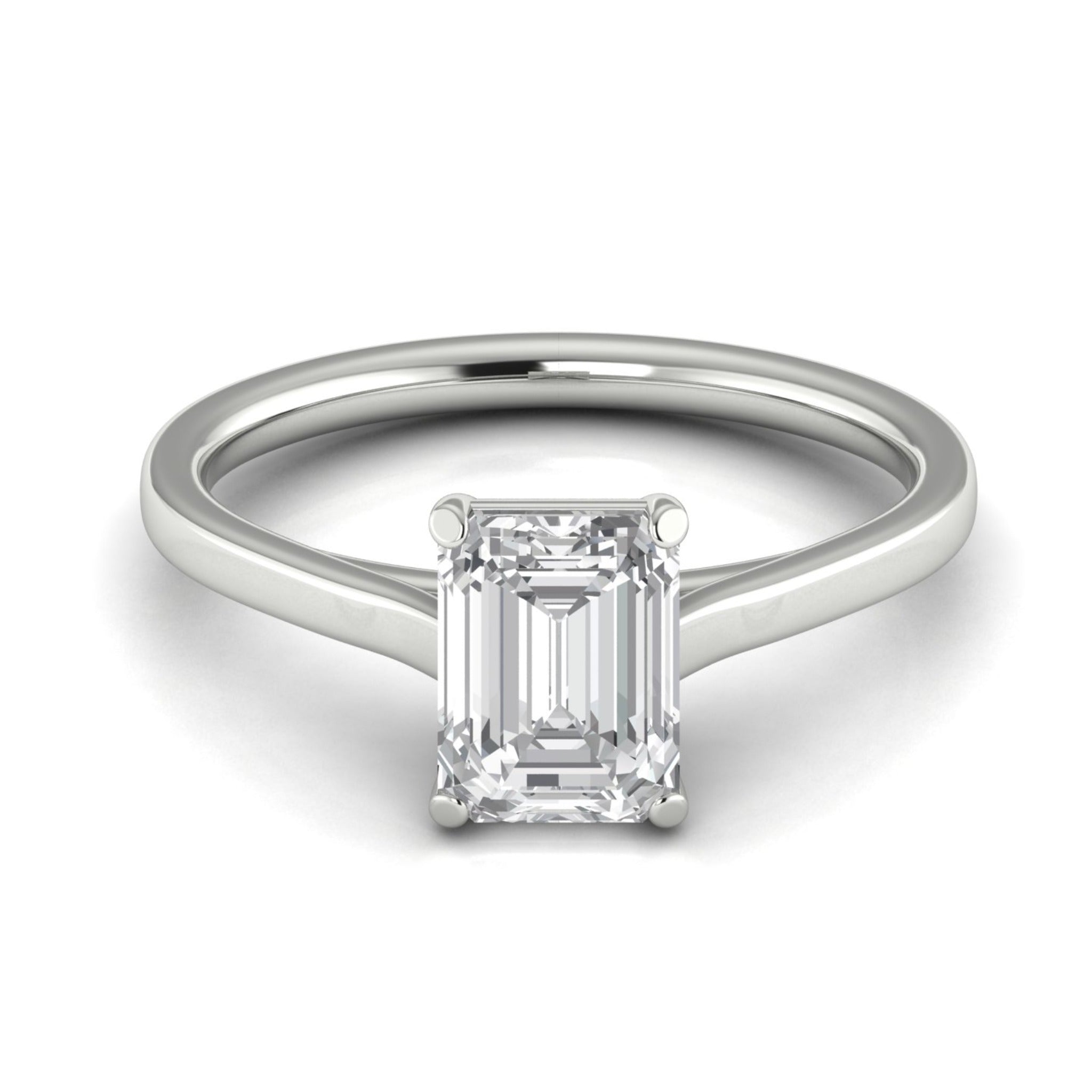 Anillo de compromiso solitario corte esmeralda