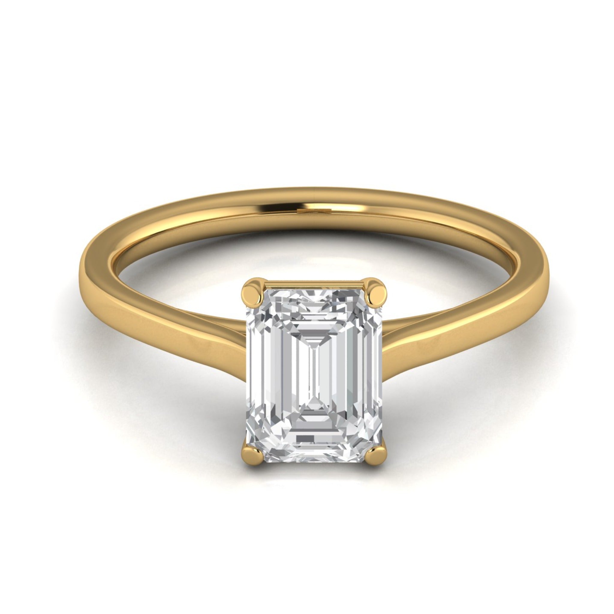 Anillo de compromiso solitario corte esmeralda