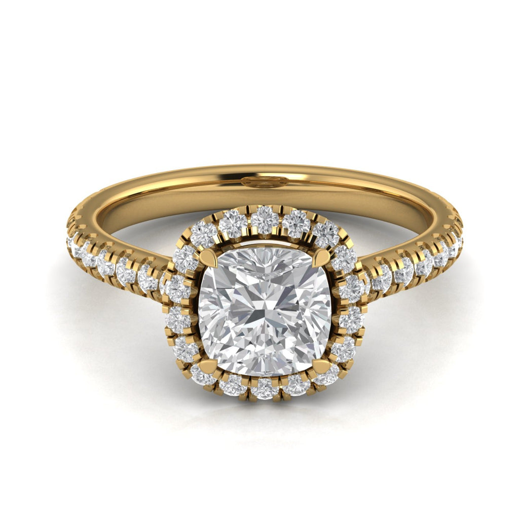 Anillo de compromiso halo cushion