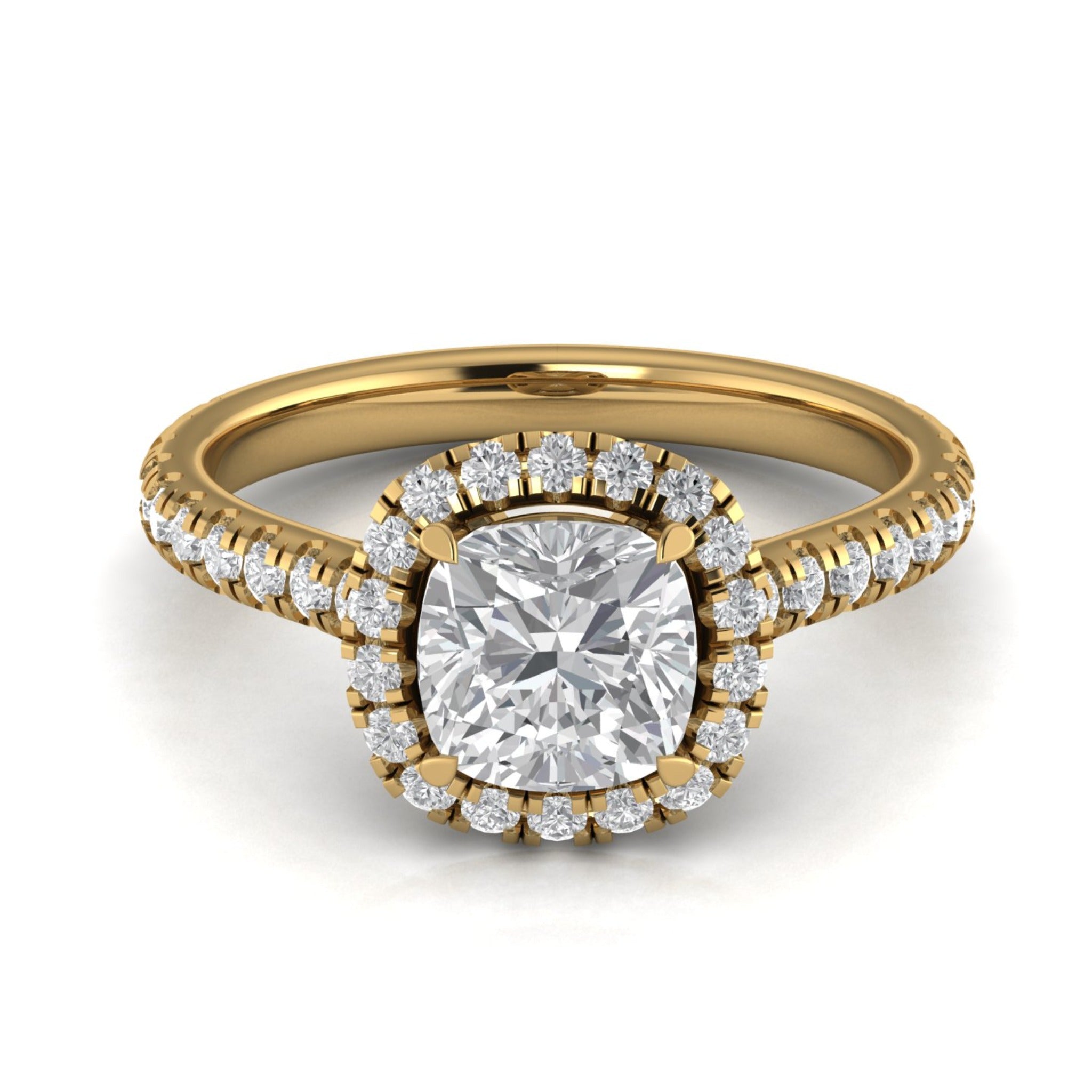 Anillo de compromiso halo cushion