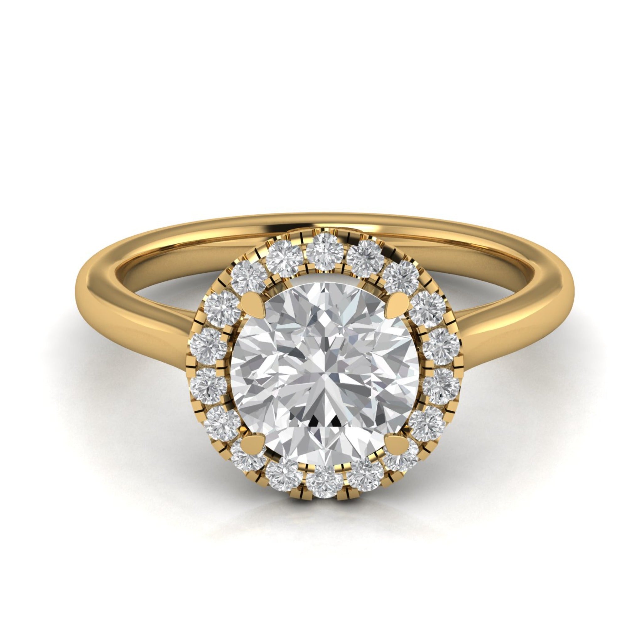 Anillo de compromiso halo redondo