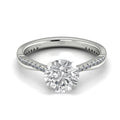 Anillo de compromiso solitario y pavé, en oro blanco, Joyería Bruzzone
