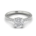 Anillo de compromiso solitario y halo, en oro blanco, Joyería Bruzzone