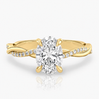 Anillo de compromiso solitario oval pave infinito oro amarillo