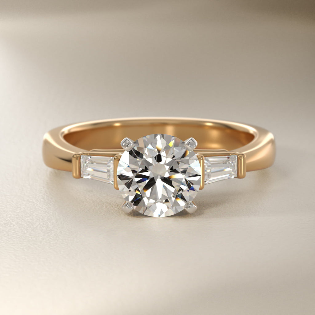 Anillo de compromiso tres piedras trapecio