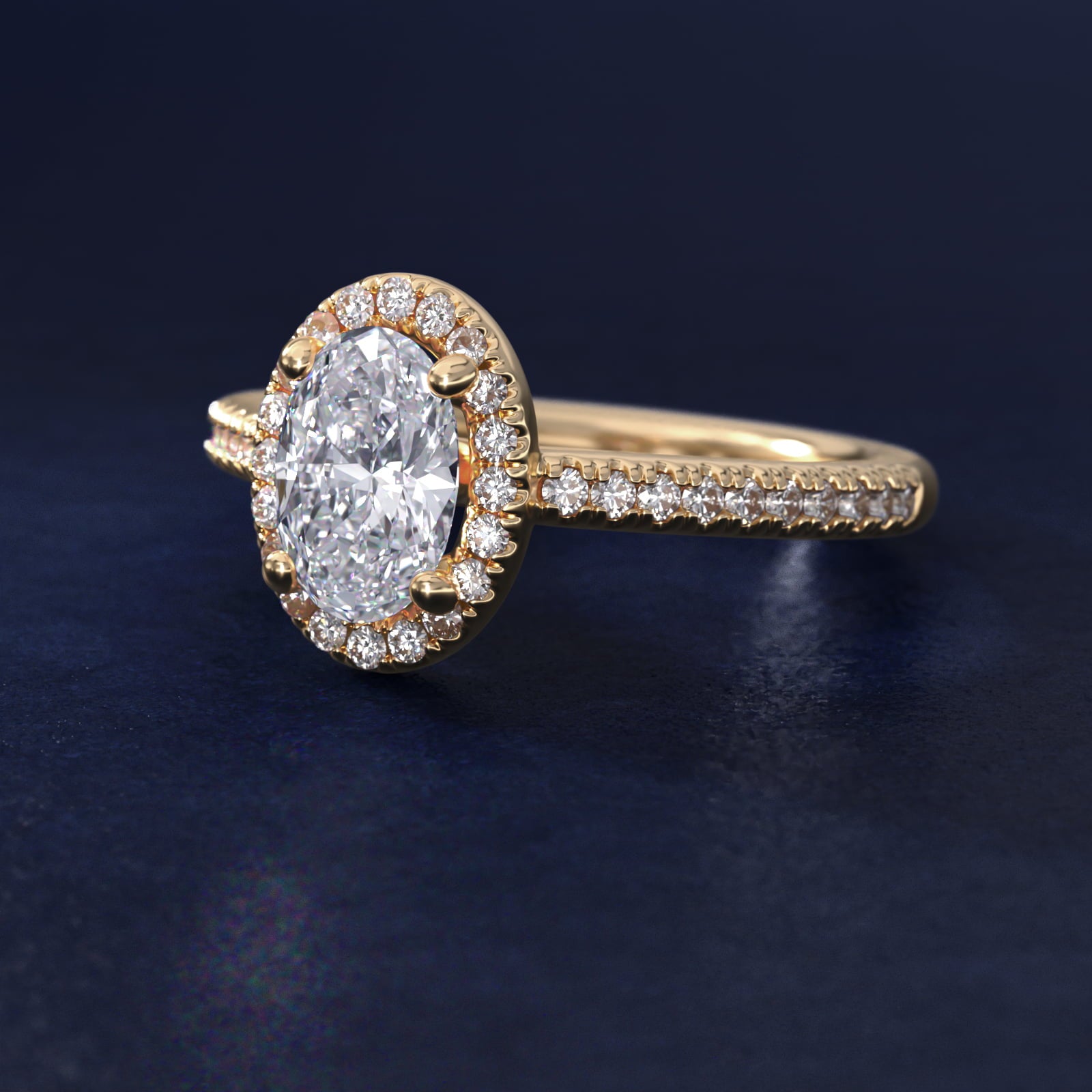 Anillo de compromiso halo oval