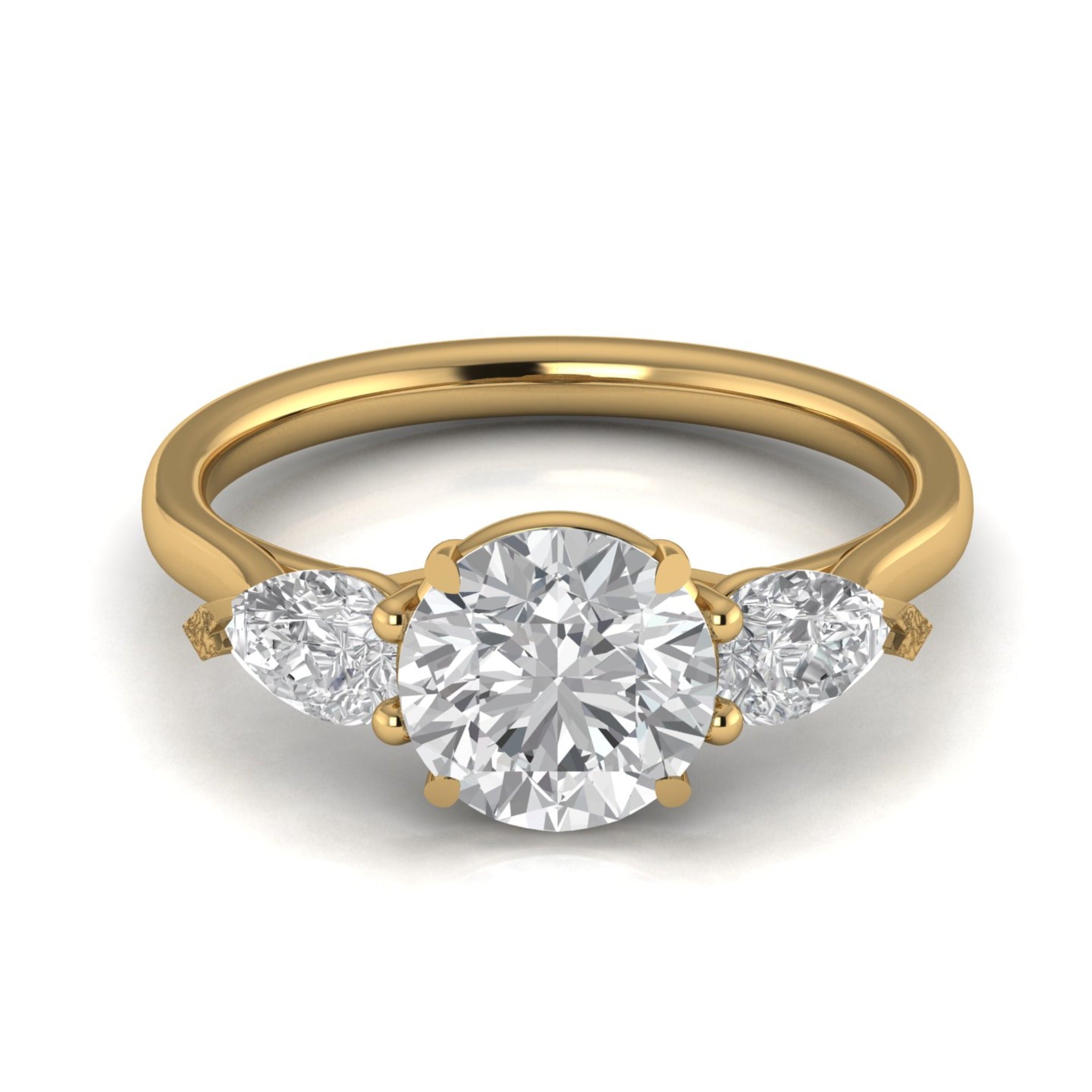 Anillo de compromiso tres piedras gotas