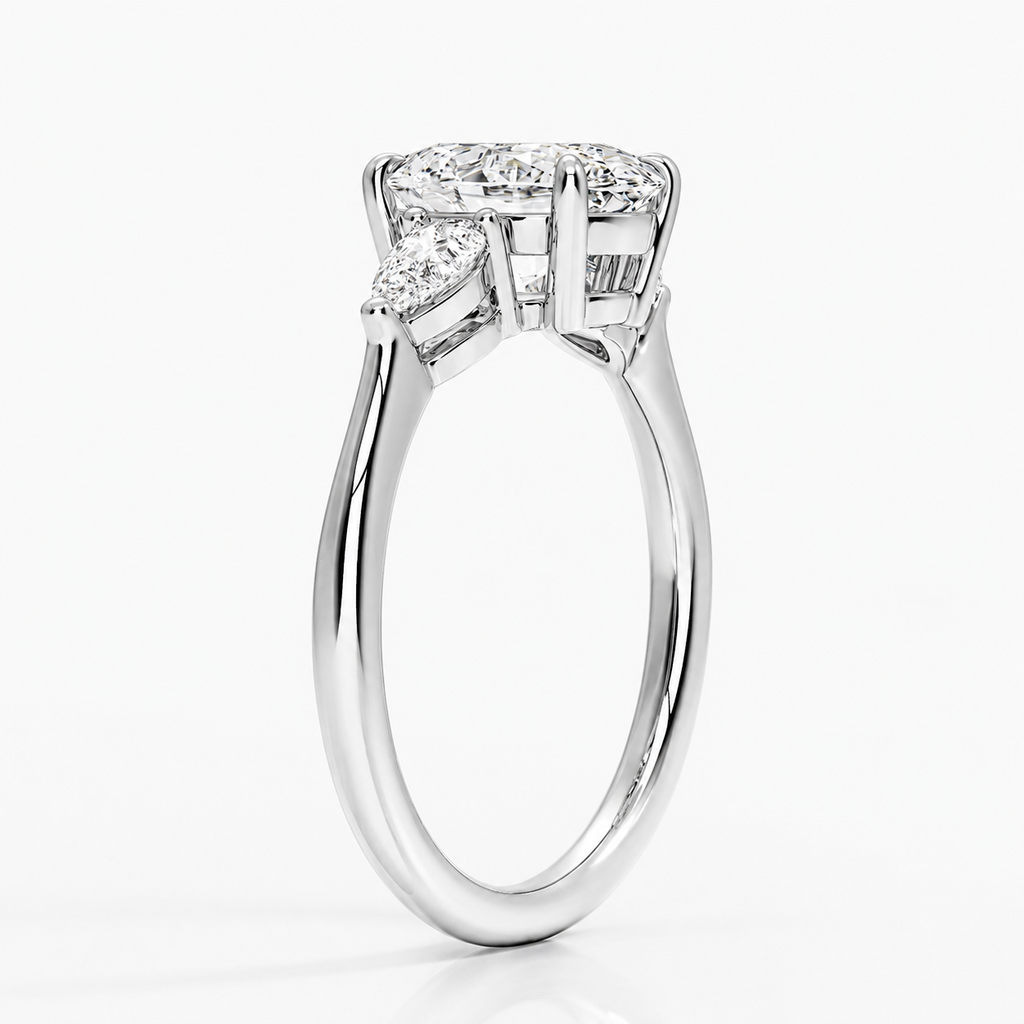 Anillo de compromiso tres piedras gota Florencia Oro Blanco