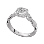 Anillo de compromiso halo doble trenzado