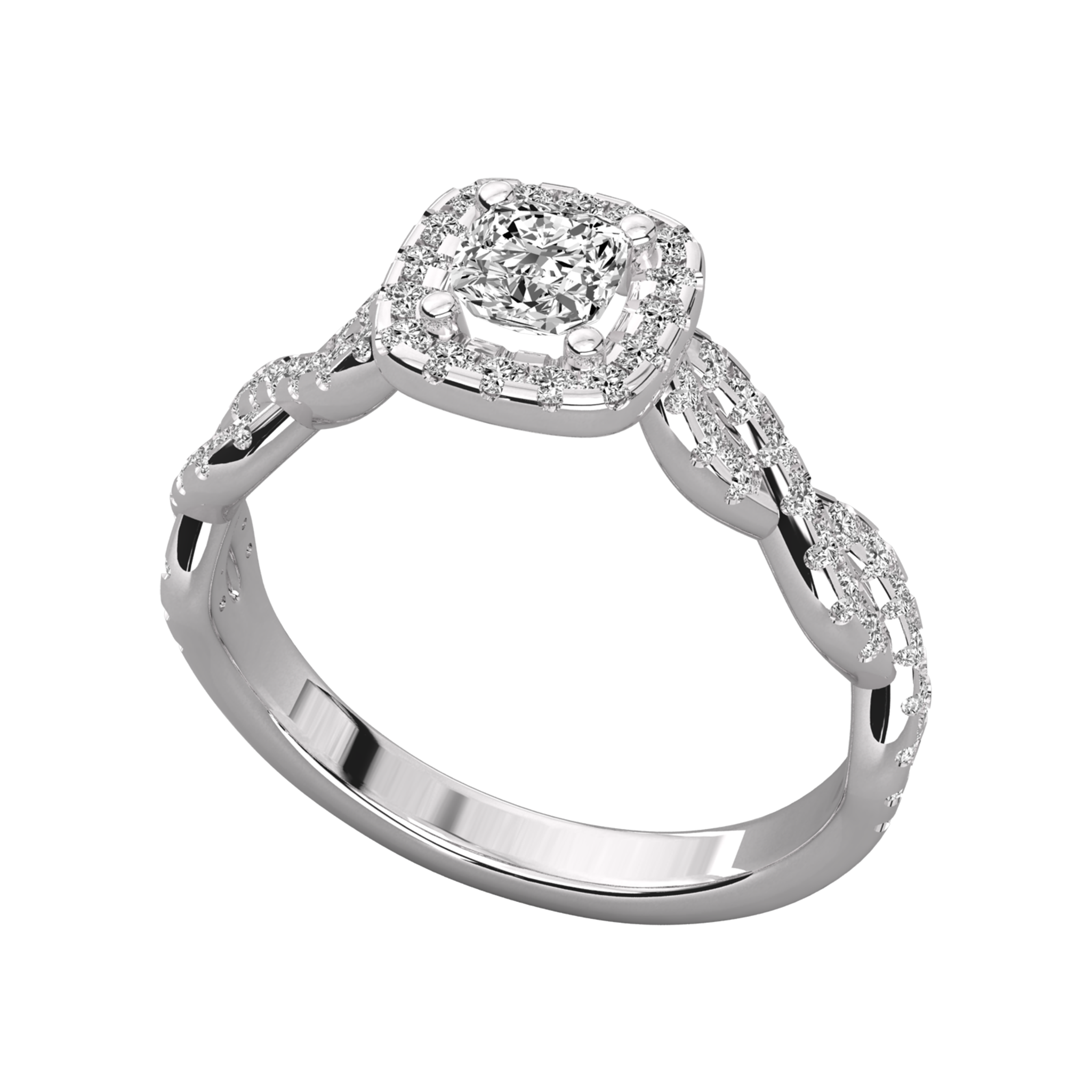 Anillo de compromiso halo doble trenzado