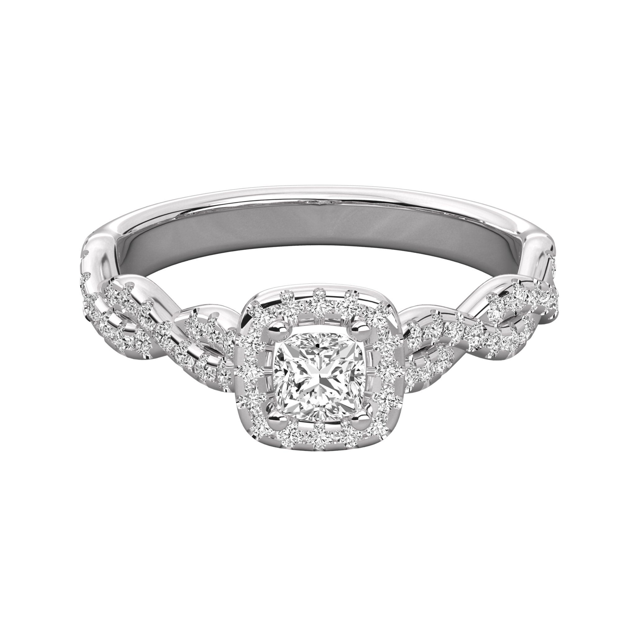 Anillo de compromiso halo doble trenzado