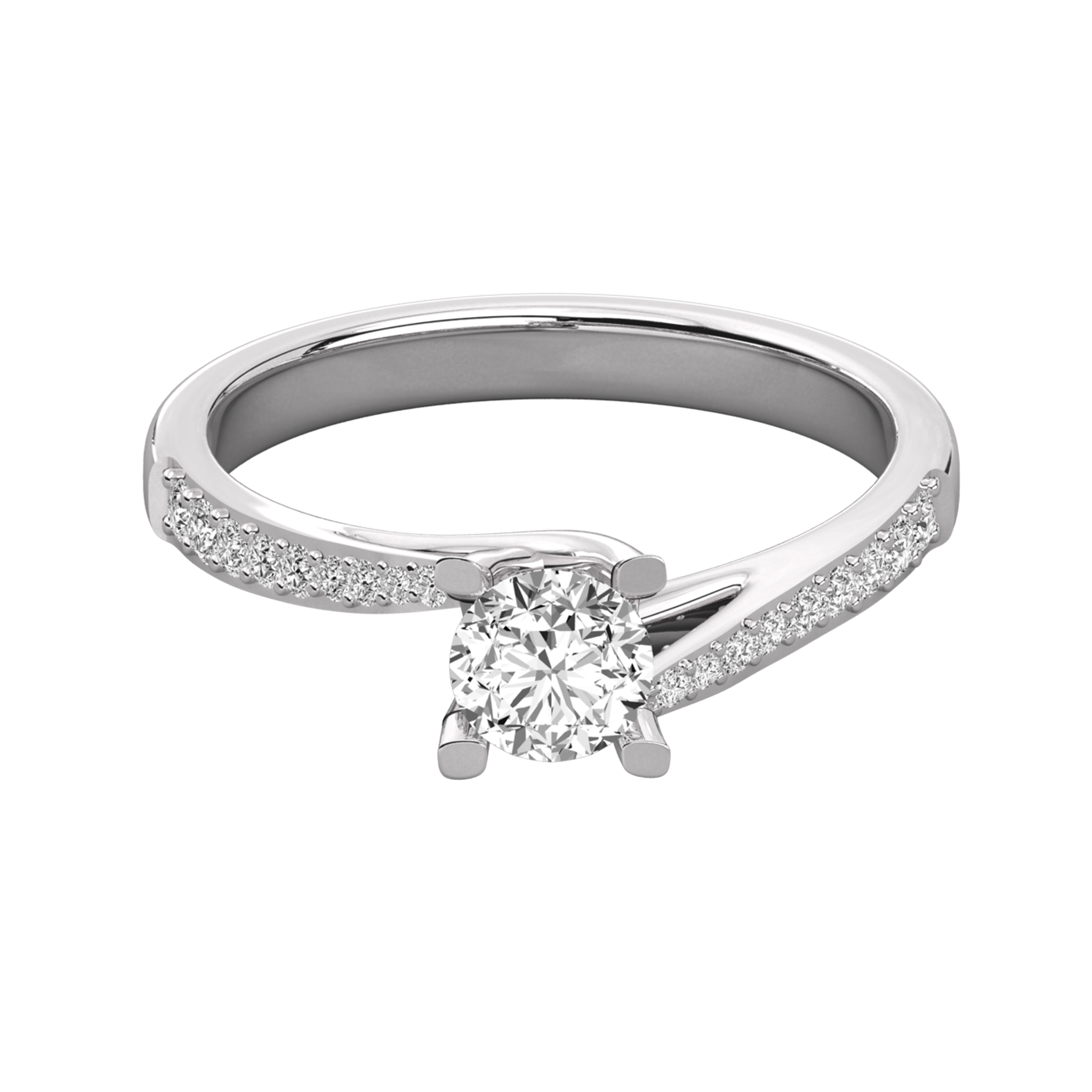 Anillo de compromiso solitario pavé Amira