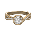 Anillo de compromiso pavé, en oro amarillo, Joyería Bruzzone