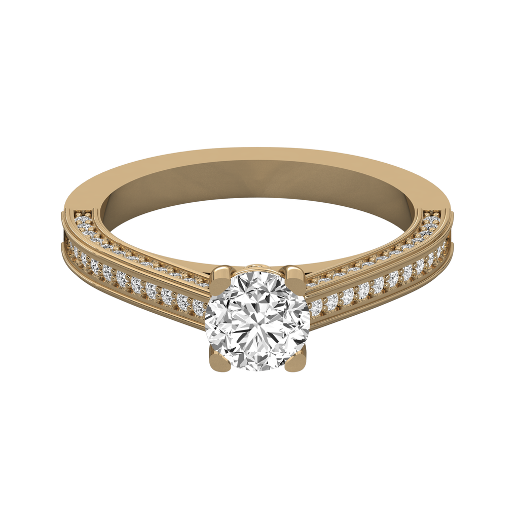 Anillo de compromiso solitario con canal doble