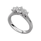 Anillo de compromiso tres piedras pavé