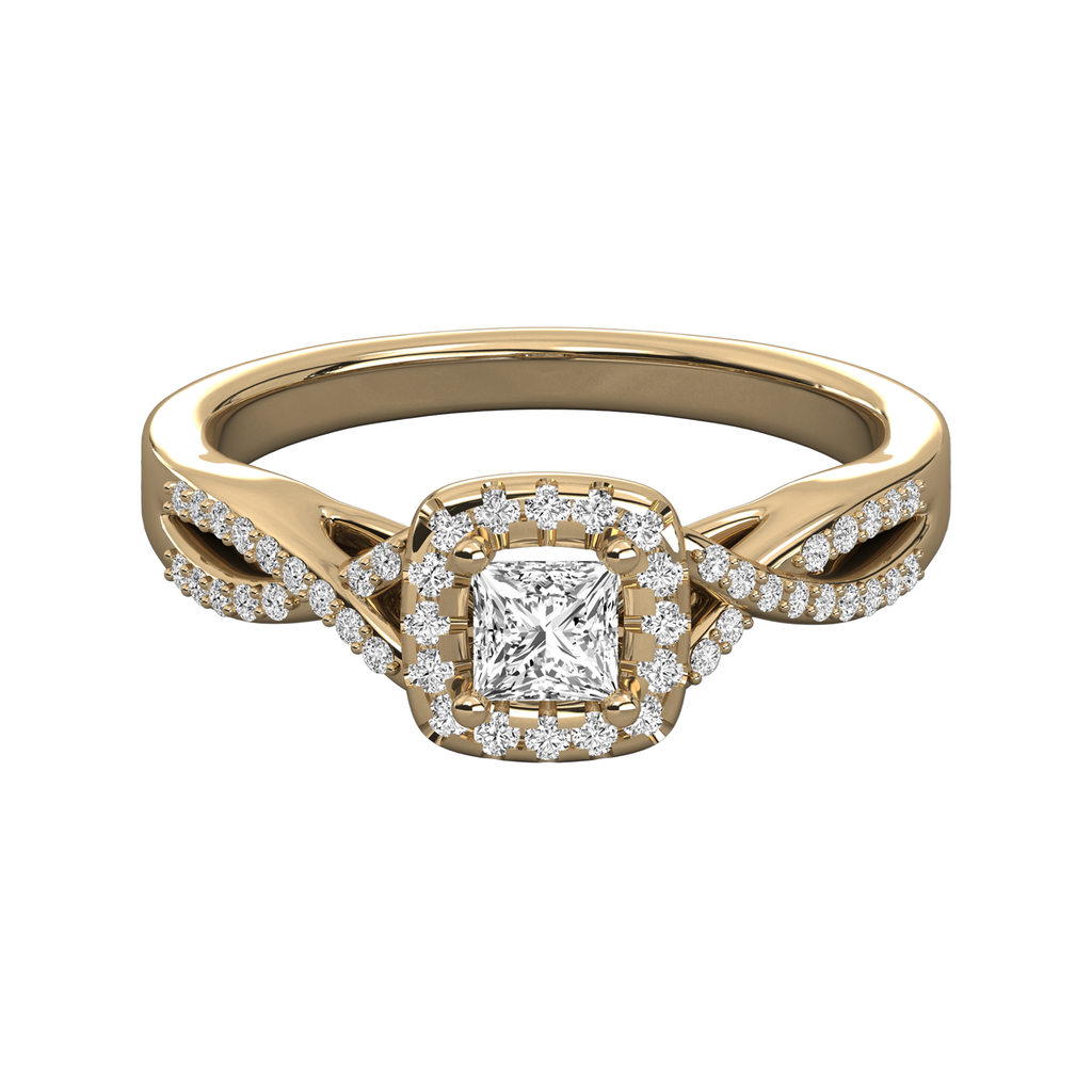 Anillo de compromiso halo trenzado