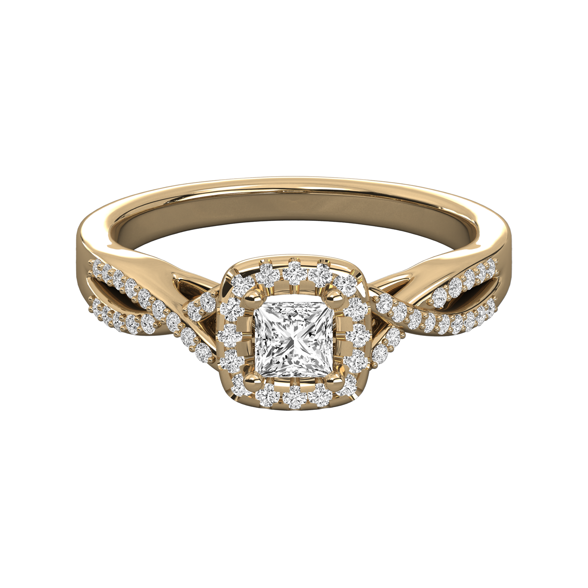 Anillo de compromiso halo trenzado Oro