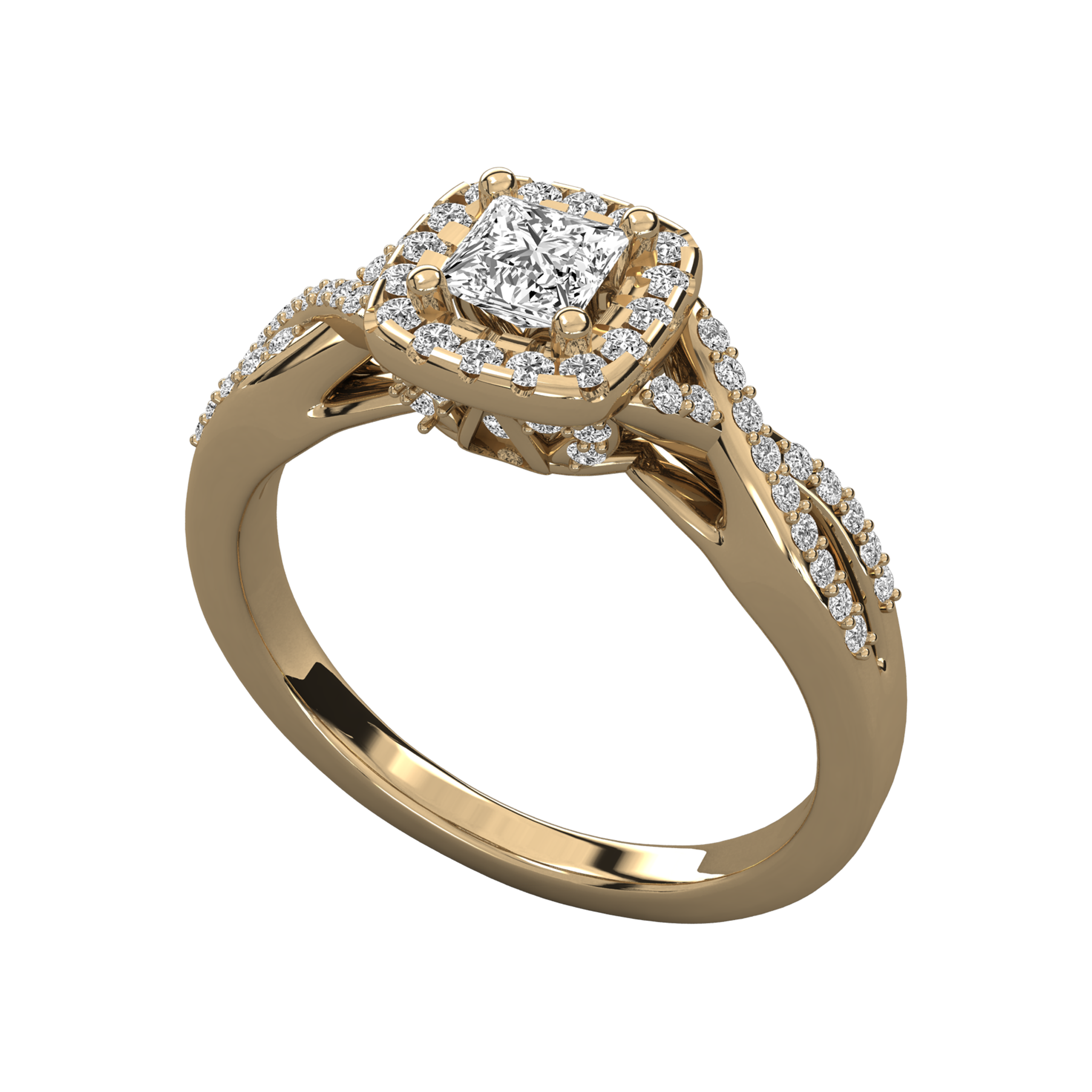 Anillo de compromiso halo trenzado Oro