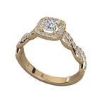 Anillo de compromiso halo doble trenzado
