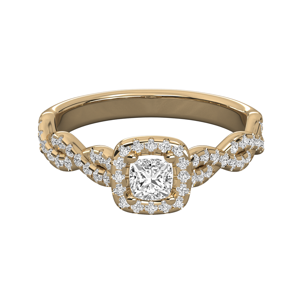 Anillo de compromiso halo doble trenzado