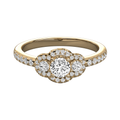 Anillo de compromiso halo, en oro amarillo, Joyería Bruzzone