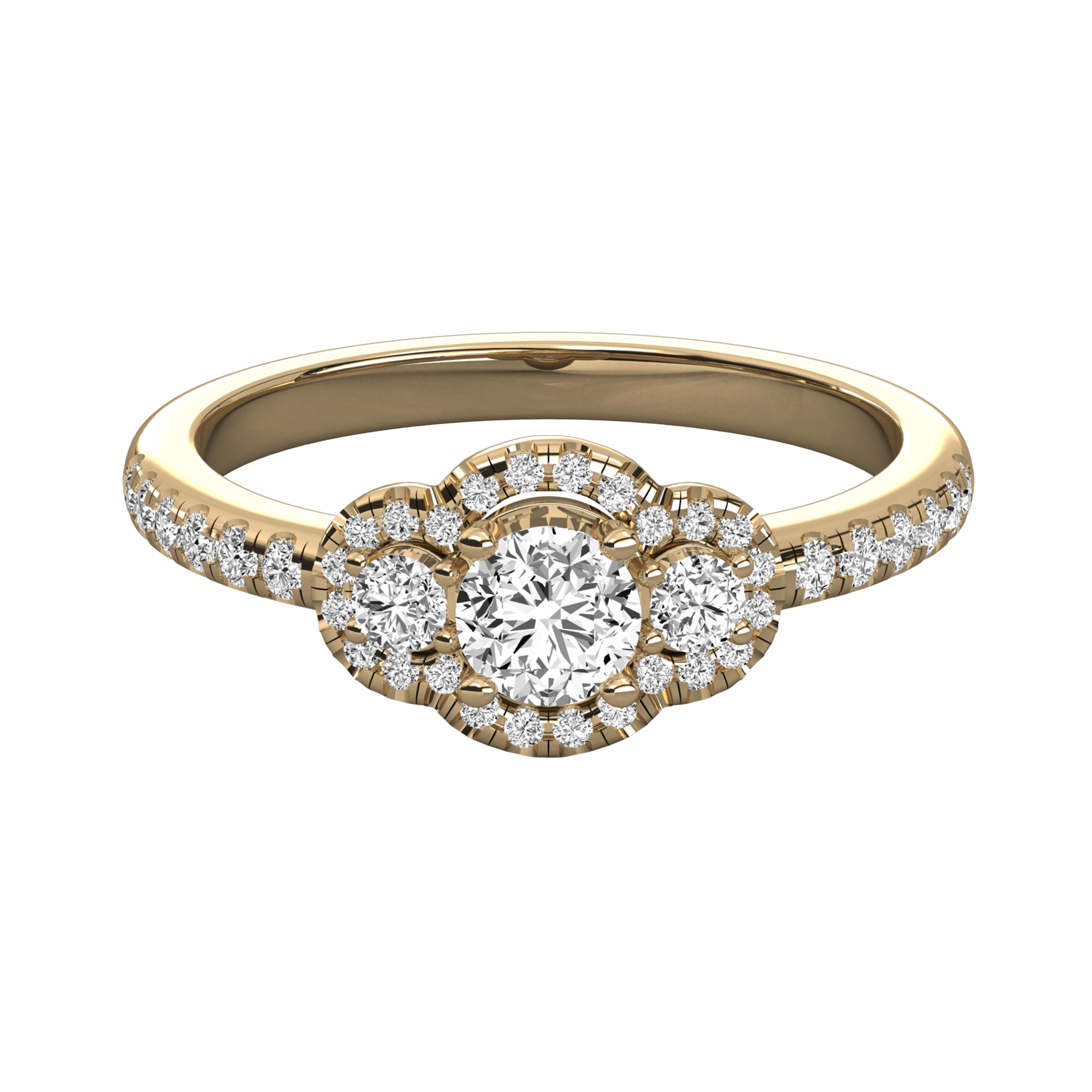 Anillo de compromiso halo triple Oro