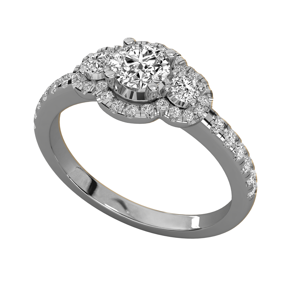 Anillo de compromiso halo triple
