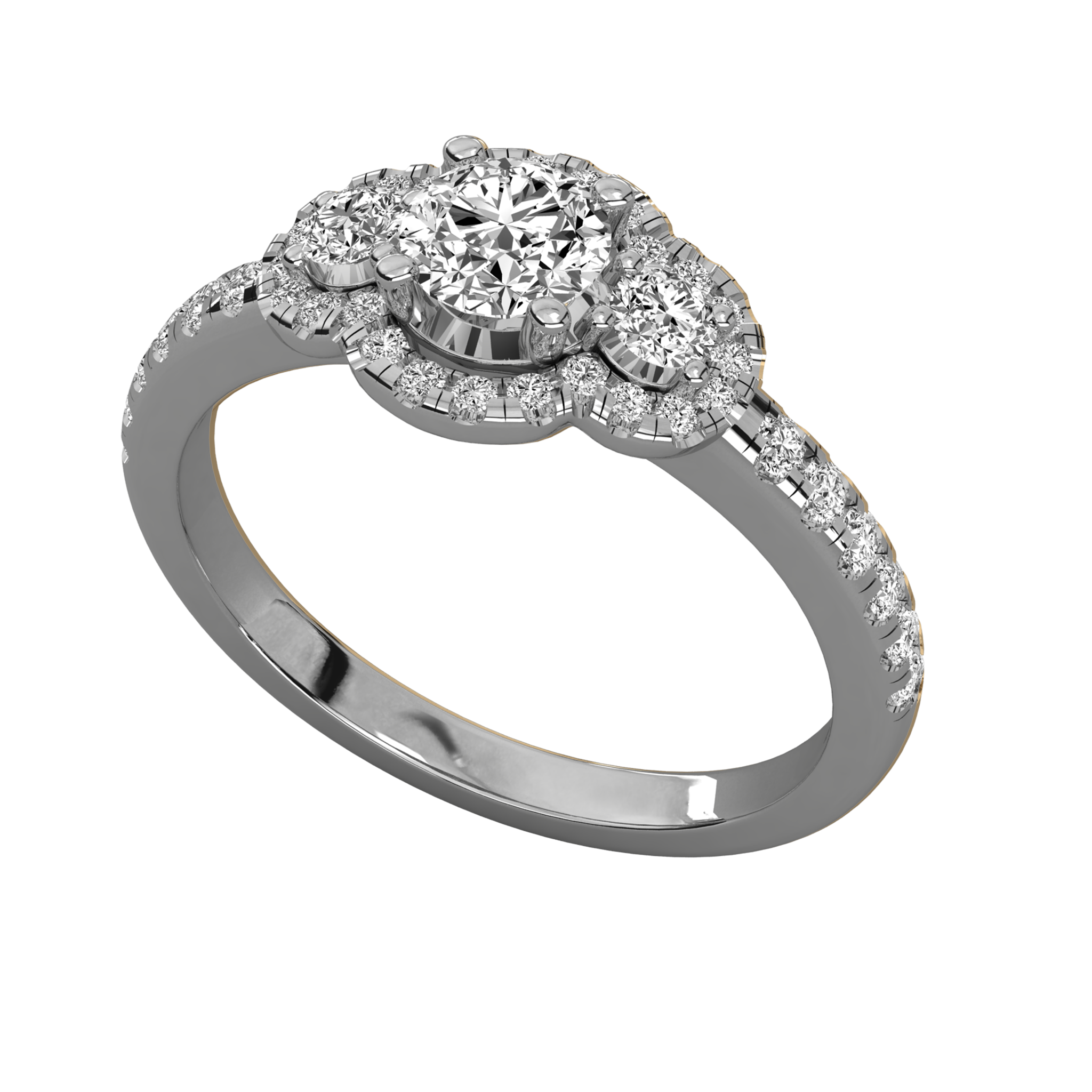 Anillo de compromiso halo triple