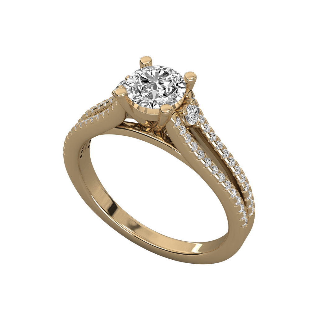 Anillo de compromiso solitario pave doble