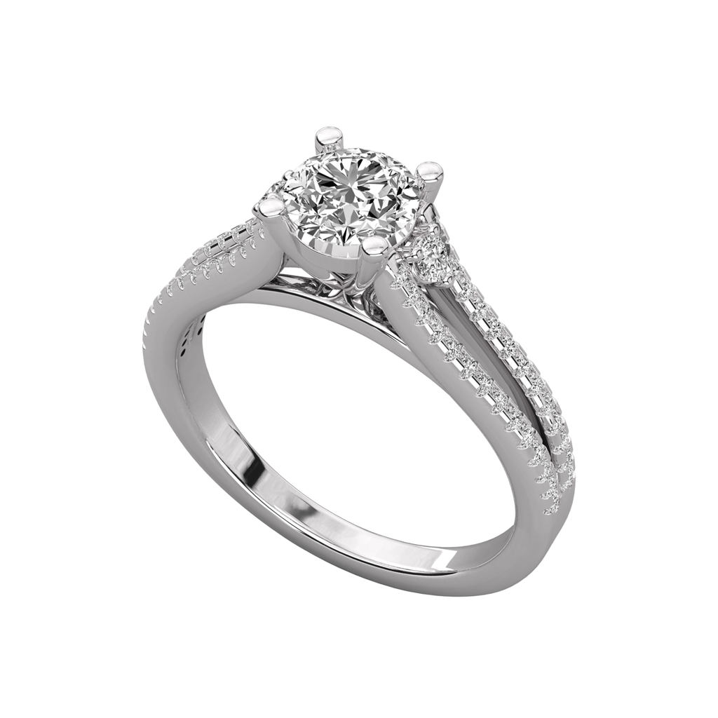 Anillo de compromiso solitario pave doble