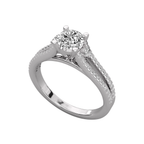 Anillo de compromiso solitario pave doble
