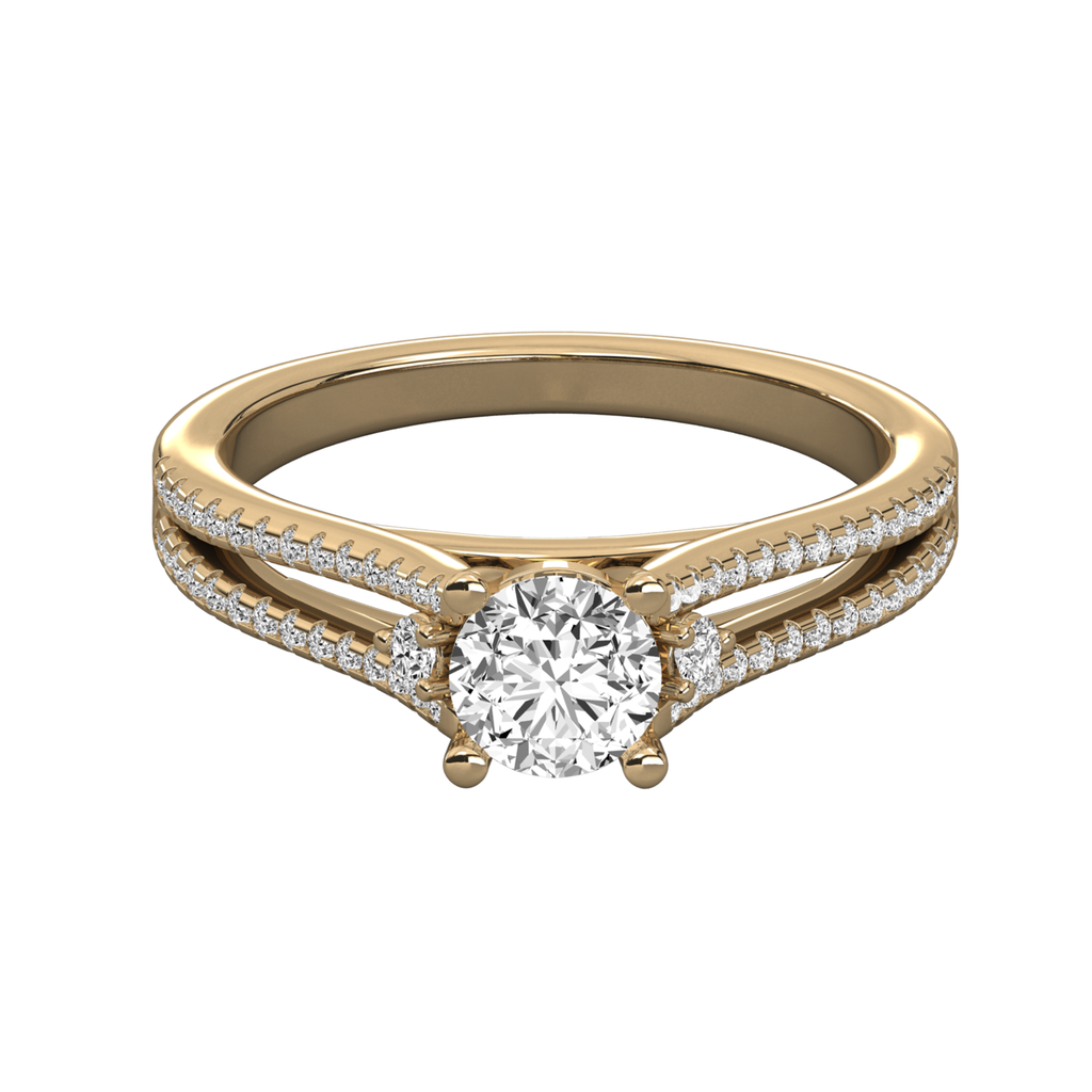 Anillo de compromiso solitario pave doble