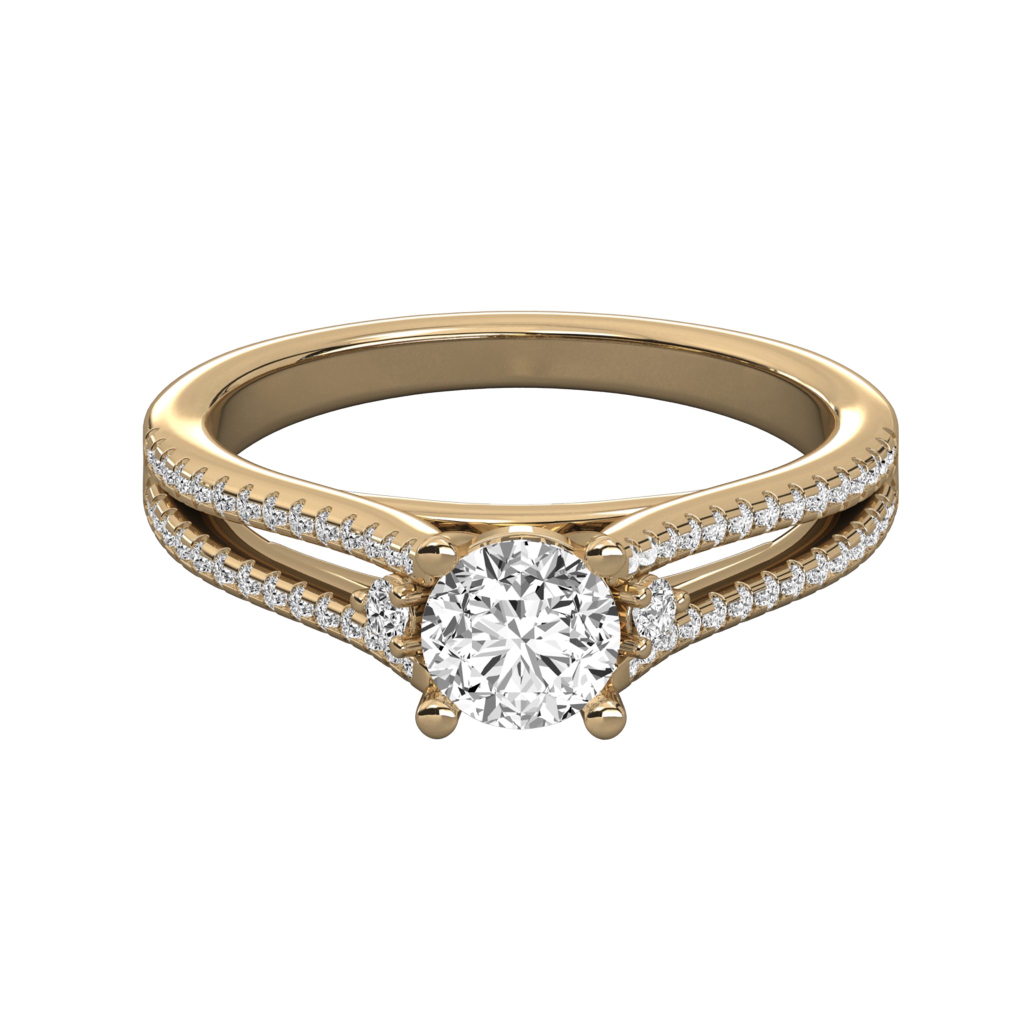 Anillo de compromiso solitario pave doble