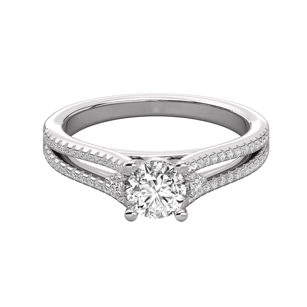 Anillo de compromiso solitario pave doble