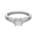 Anillo de compromiso solitario y pavé, en oro blanco, Joyería Bruzzone