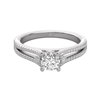 Anillo de compromiso solitario pave doble