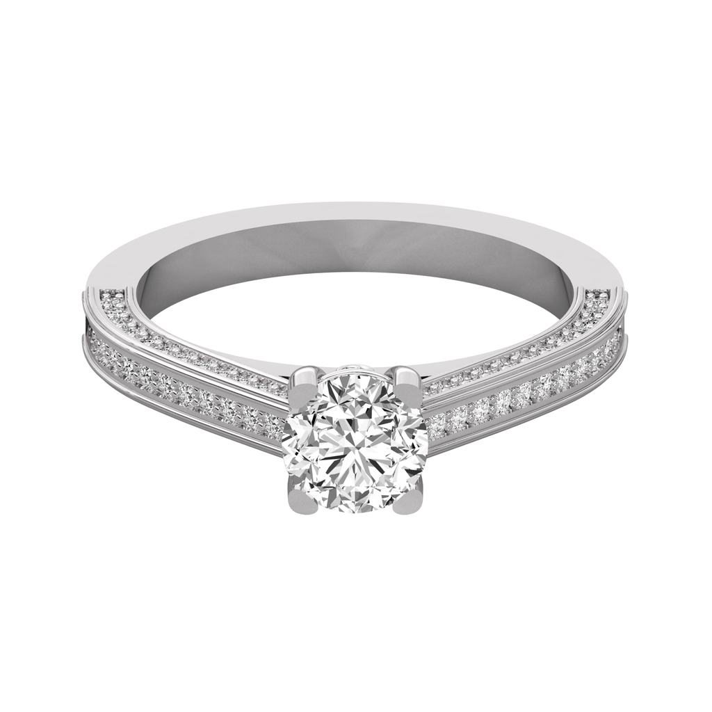 Anillo de compromiso solitario con canal doble