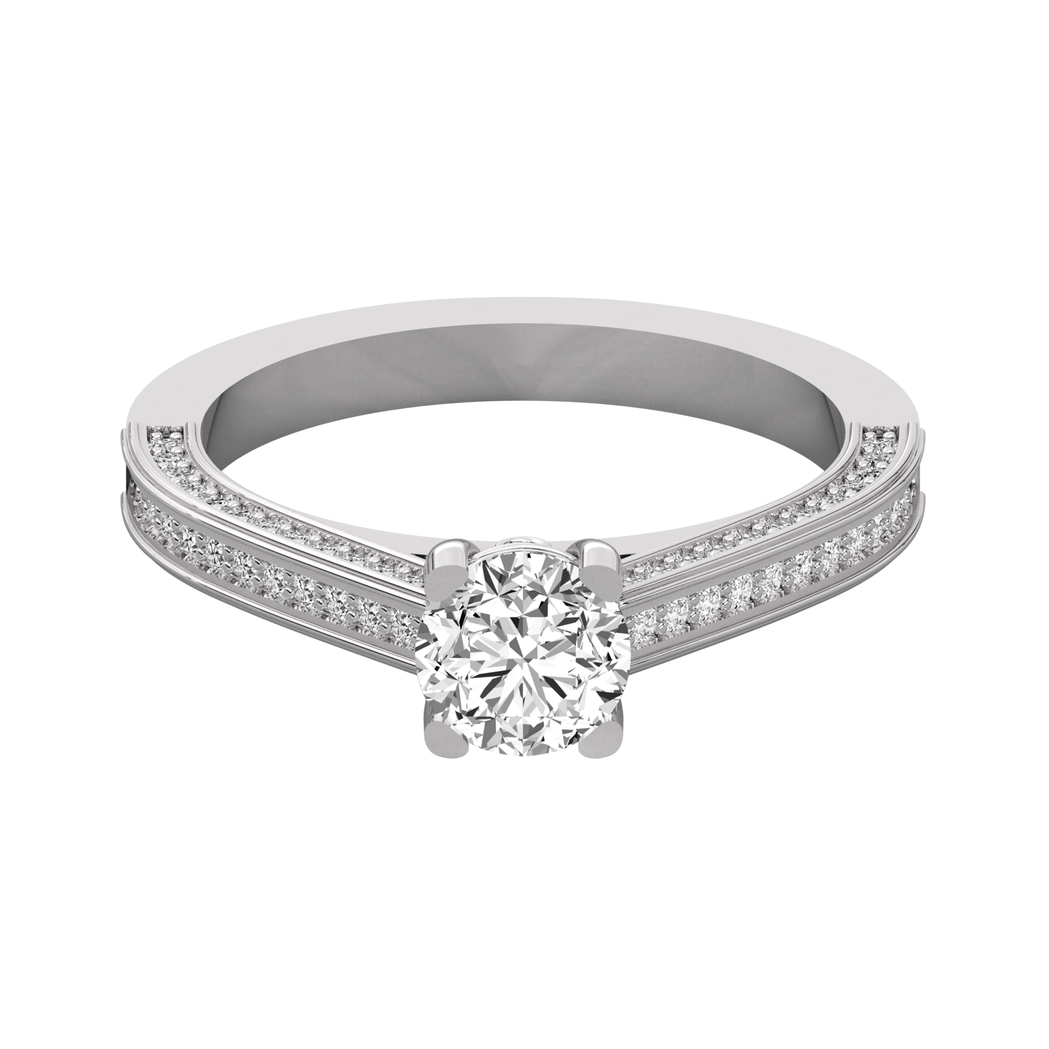 Anillo de compromiso solitario con canal doble