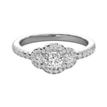 Anillo de compromiso halo, en oro blanco, Joyería Bruzzone