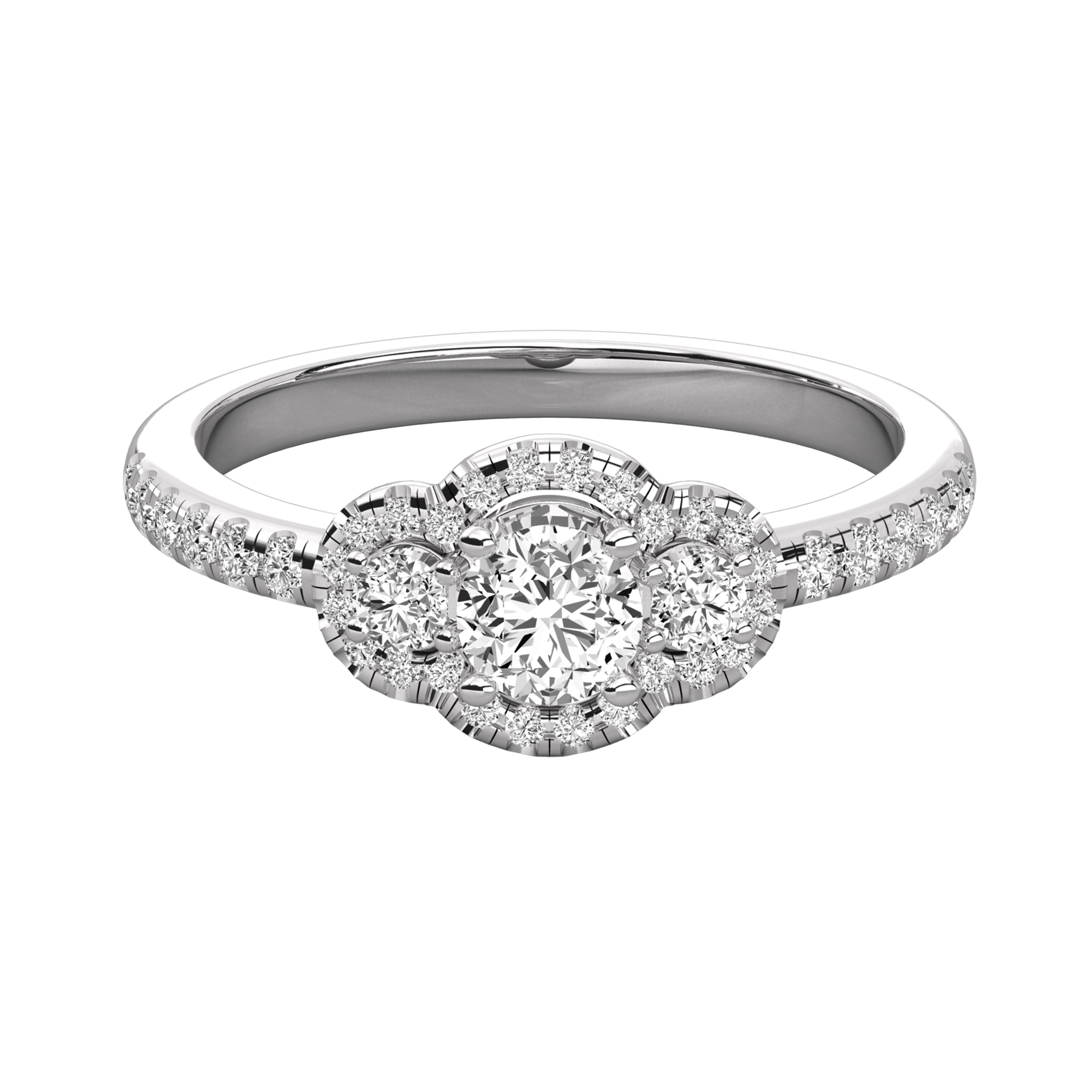 Anillo de compromiso halo triple