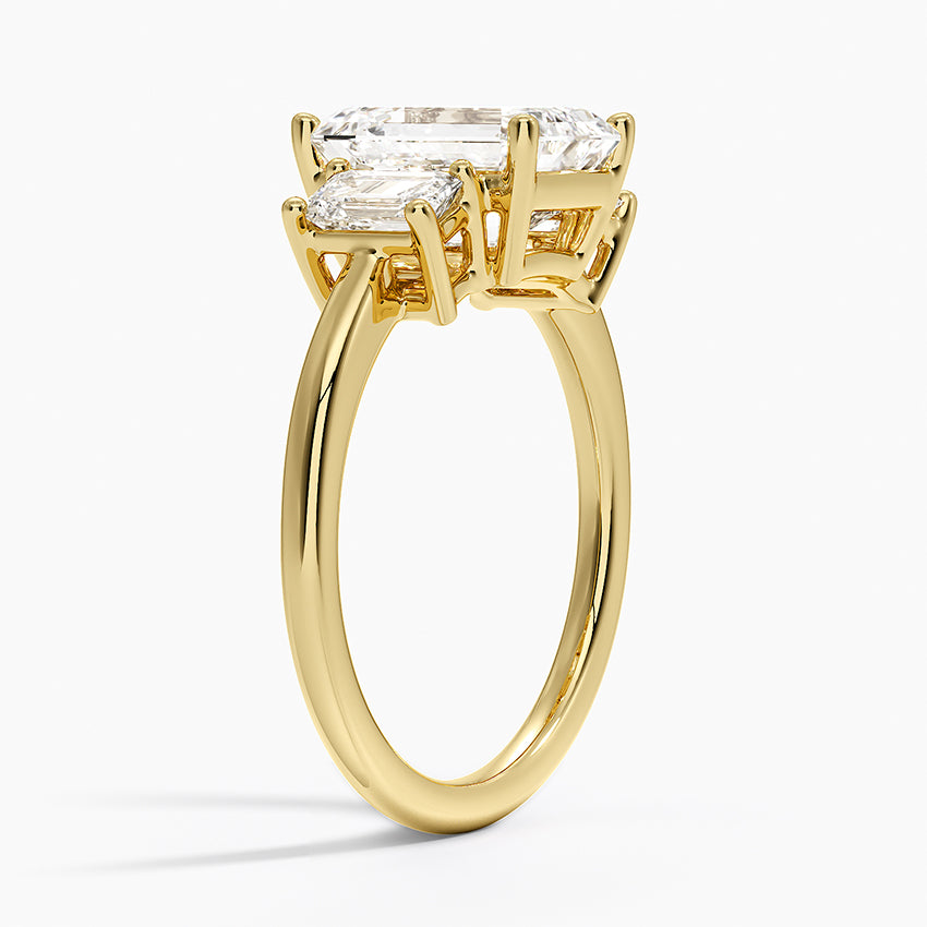 Anillo de compromiso esmeralda tres piedras Florencia