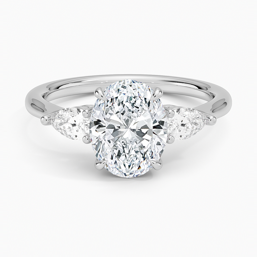 Anillo de compromiso Oval Vienna tres piedras Oro Blanco