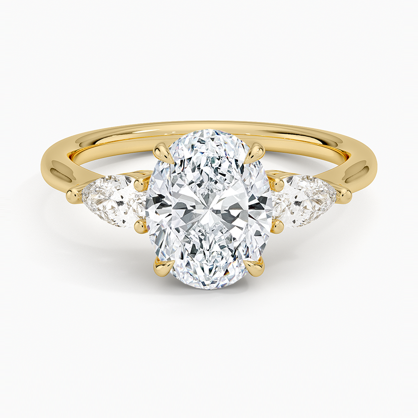 Anillo de compromiso Oval Vienna tres piedras Oro Amarillo